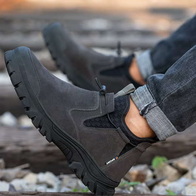 Suede Sneakers with Slip-Resistant Tread