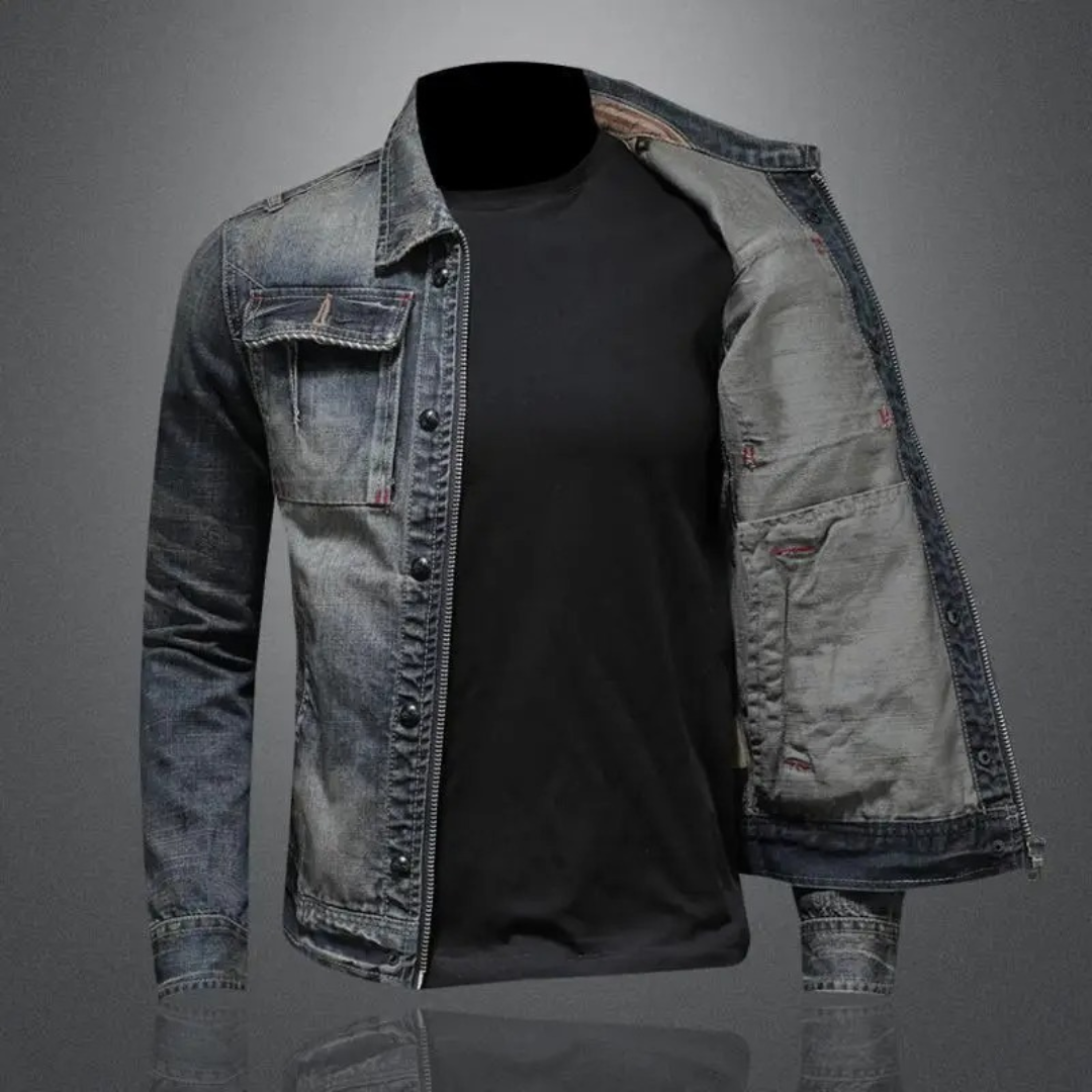 Warm Denim Jacket with Button Front