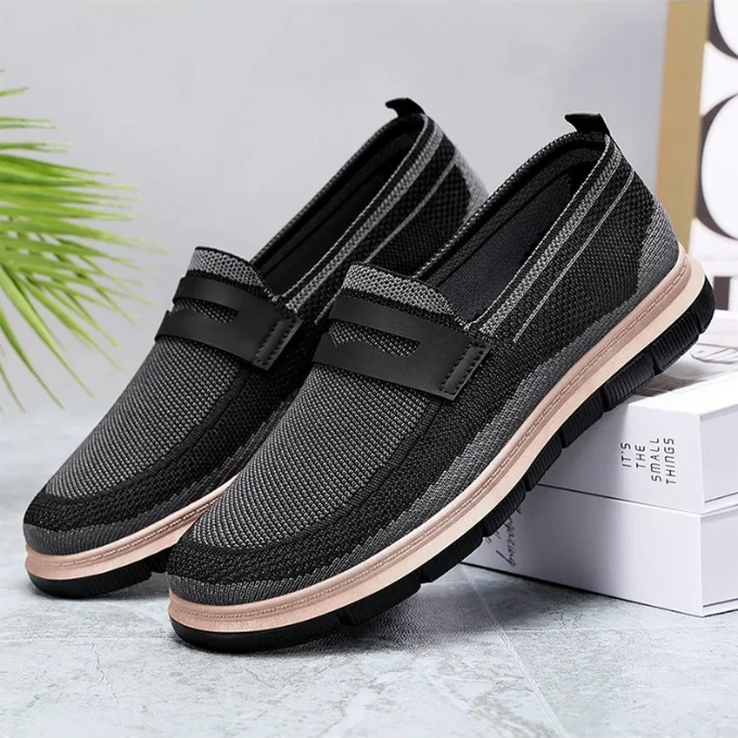 Knit Loafers with Woven Detail