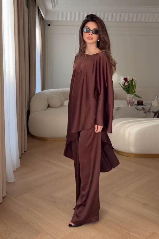 Cape Sleeve Wide-Leg Trousers Set