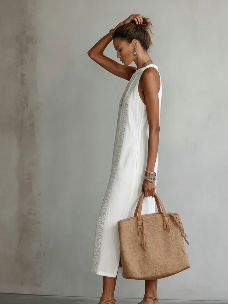 Sleeveless Linen Maxi-Length Dress