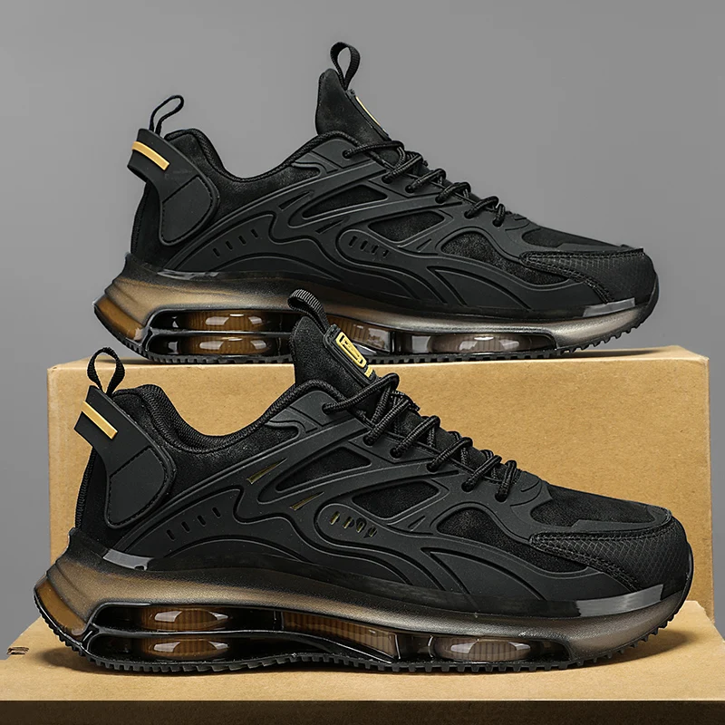 Performance Leather Sneakers with Air-Cushioned Heel