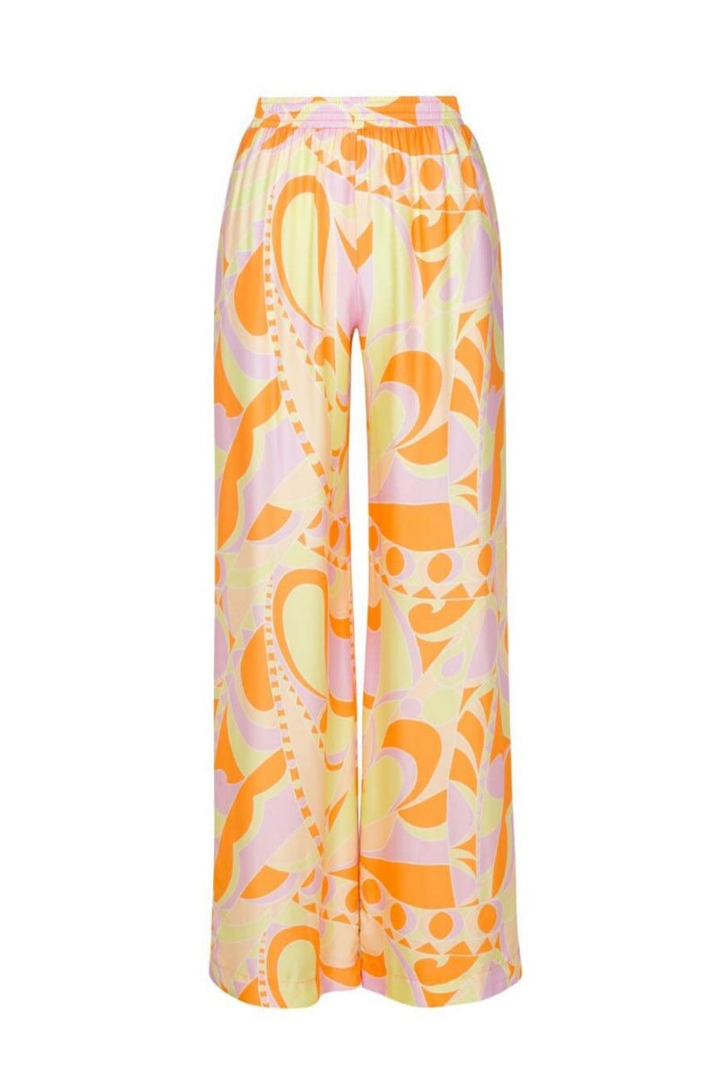 Timeless Print Loose Waist Elastic Pocket Trousers-Set