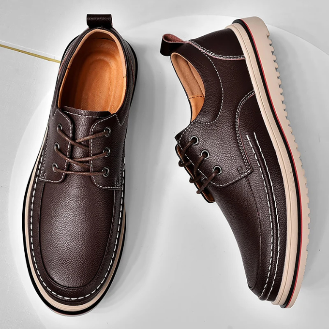 Leather Derby Shoes with Contrast Stitching