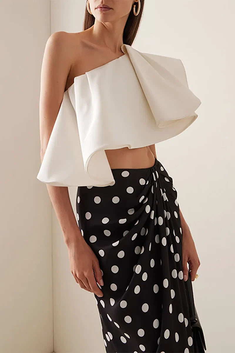 Two-Piece Bikini with Polka Dot Wrap Skirt