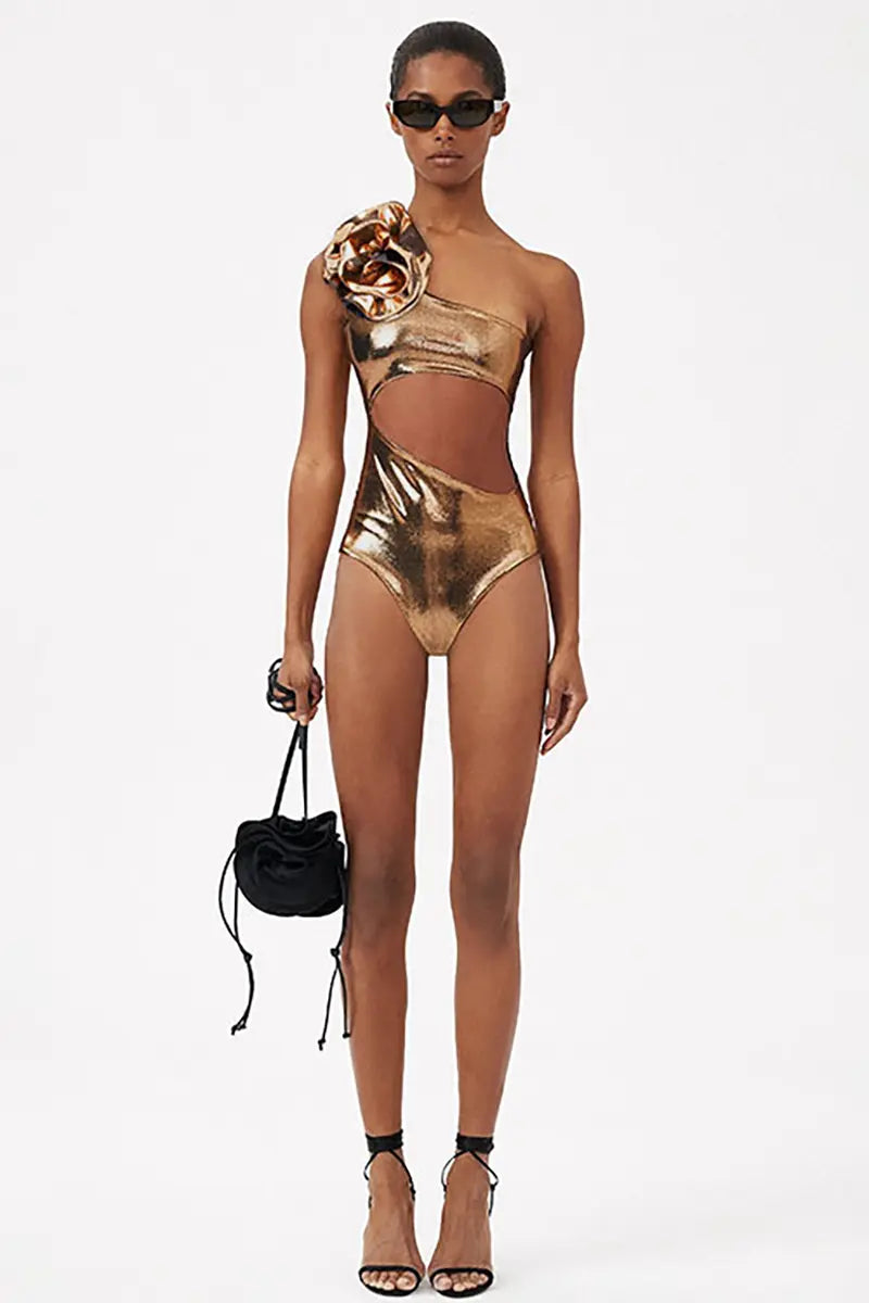 Flower Cut-Out Swimwear Set