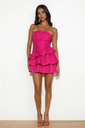 Off-Shoulder Tiered Mini-Length Dress