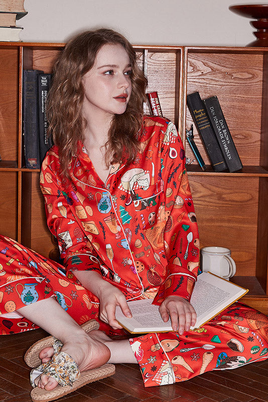 Coordinated Orange Dessert Pajama Set