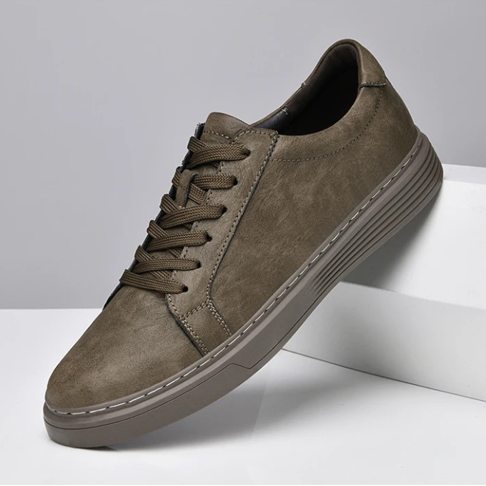 Leather Sneakers with Shock-Absorbing Sole