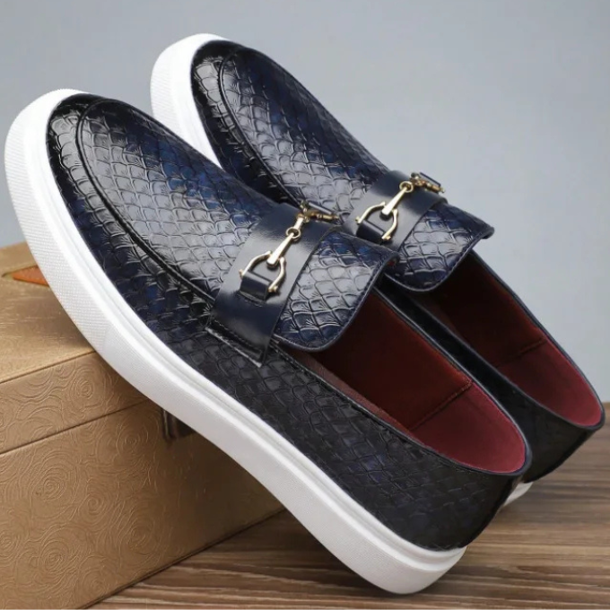Leather Loafers with Embossed Texture