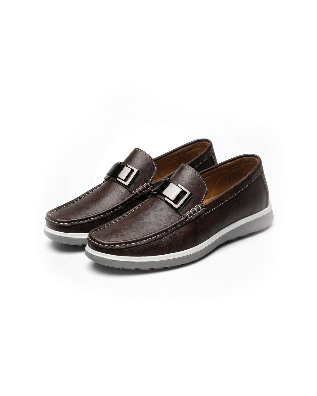 Leather Loafers with Distressed Finish