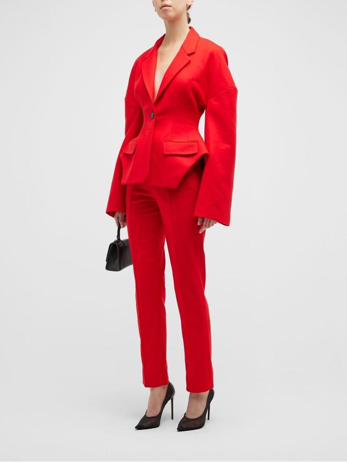 Blazer with Fitted Cut, Button Closure and Structured Shoulders
