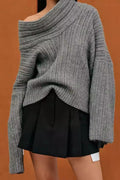 Lazy Style Solid Irregular Knit Top