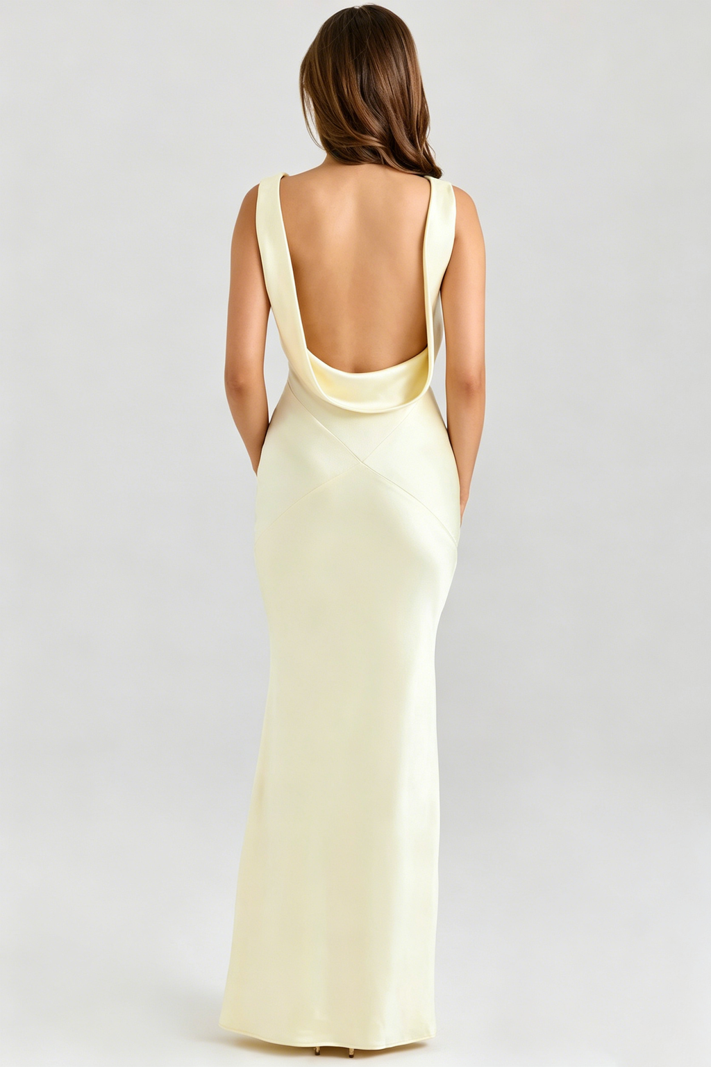 Persis Cowls Open-Back Satin Maxi-Length Dress