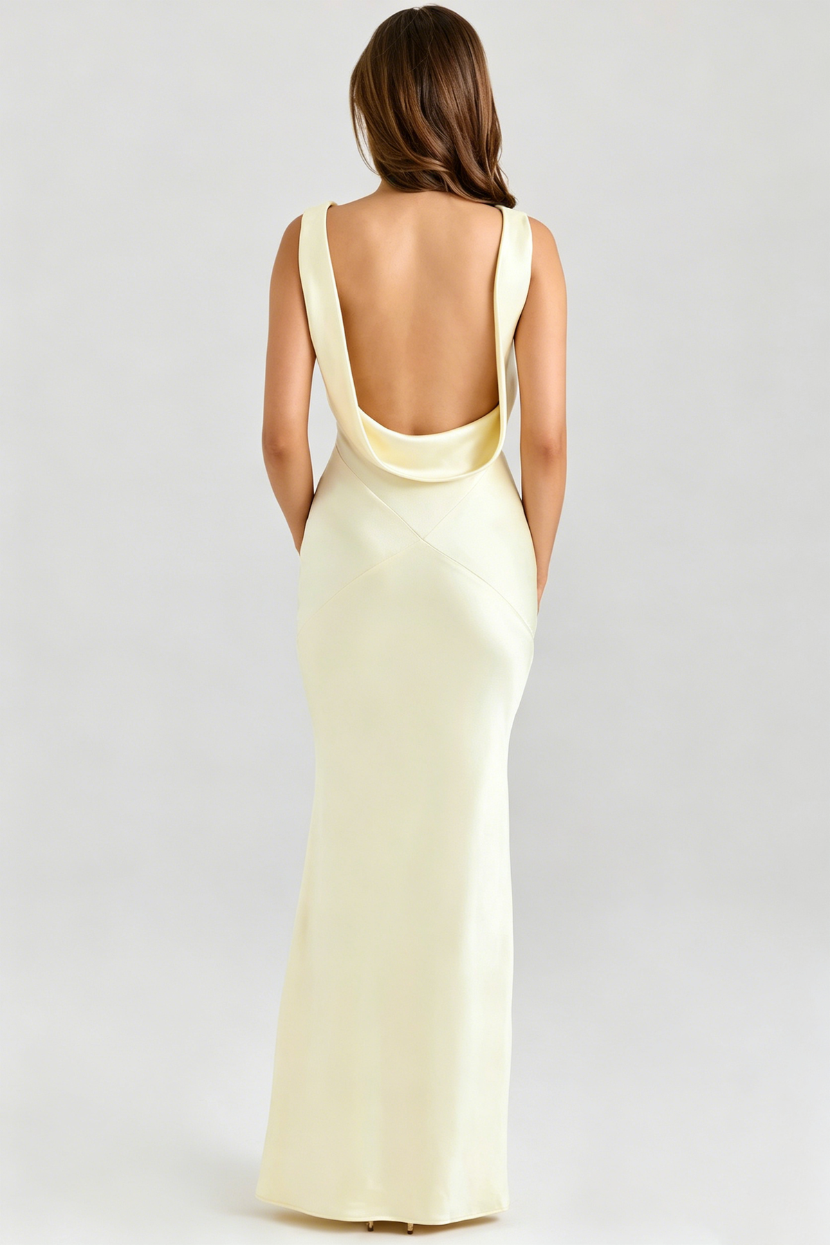 Persis Cowls Open-Back Satin Maxi-Length Dress