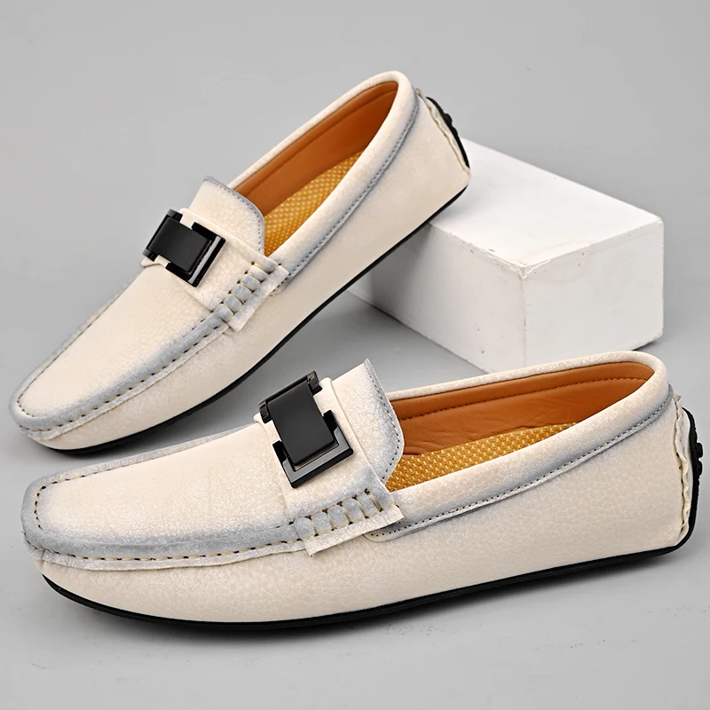 Leather Loafers with Cushioned Insole