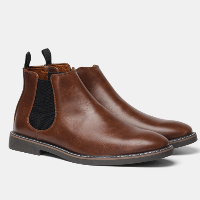 Leather Chelsea Boots with Shock-Absorbing Sole