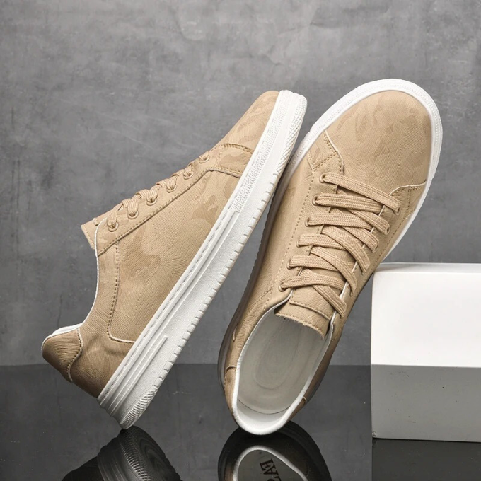 Cowhide Leather Sneakers with All-Day Comfort