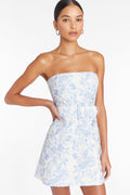 Indie Light Blue Patterned Mini-Length Dress