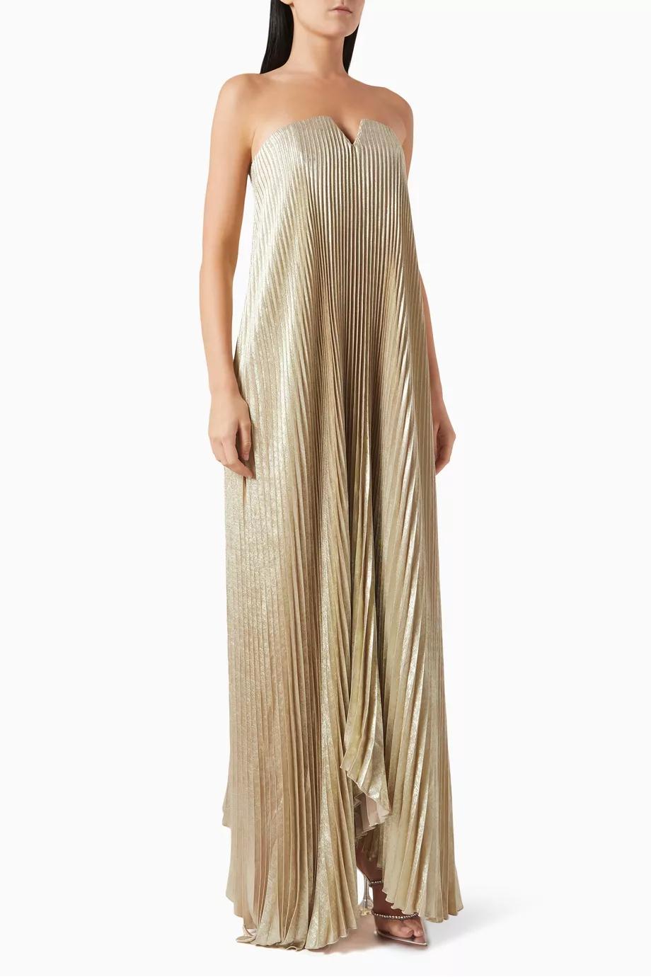 Orange Flower Sweetheart Maxi-Length Dress