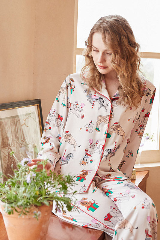 Coordinated Circus Print Pajama Set