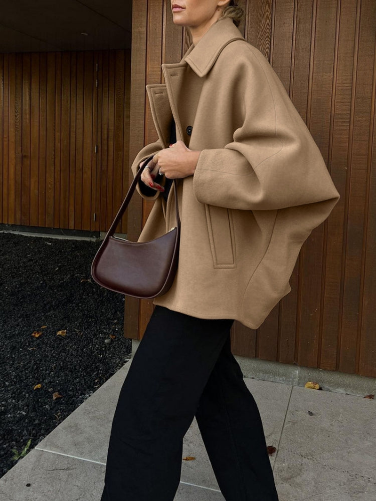 Coat with Lapel Collar and Pockets
