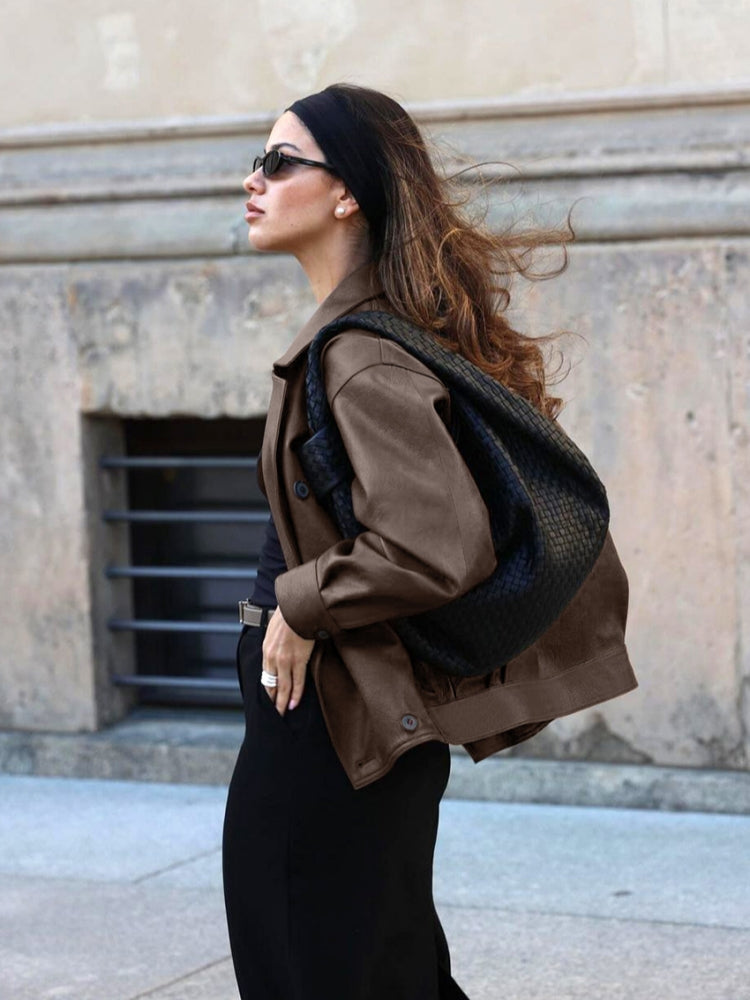Oversized Lightweight Blazer with Lapel Collar
