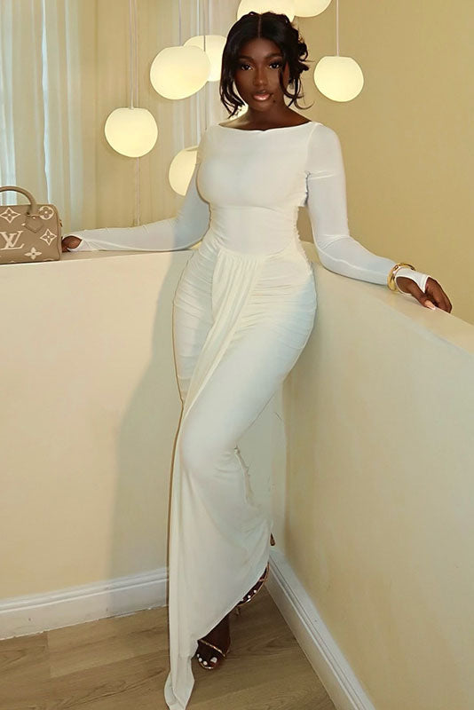 Refined White Maxi-Length Dress
