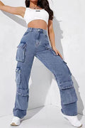 Multi-Pocket Denim Cargo Trousers