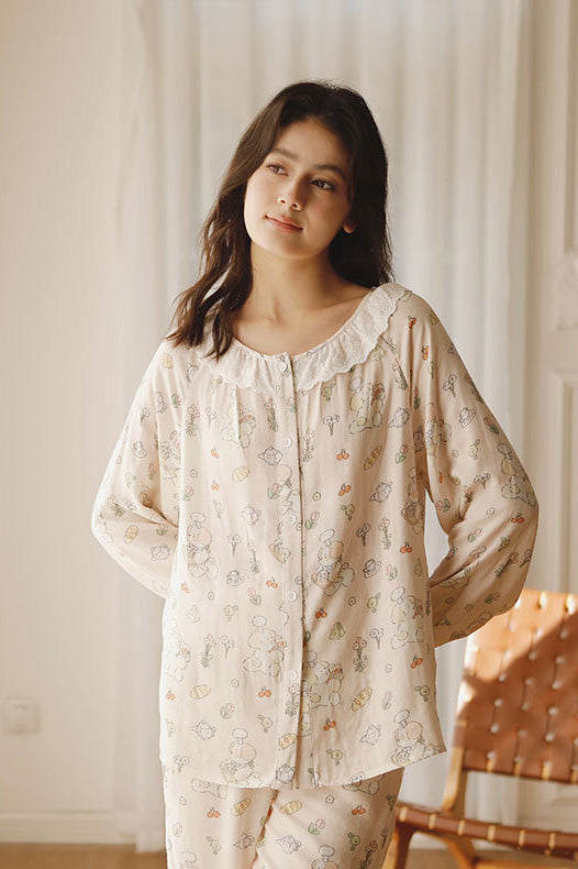 Bamboo Cotton Patterned Sleepwear Set