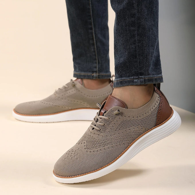 Knit Brogue Shoes with Breathable Upper