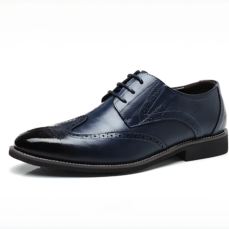 Cowhide Leather Oxford Shoes with Brogue Detailing