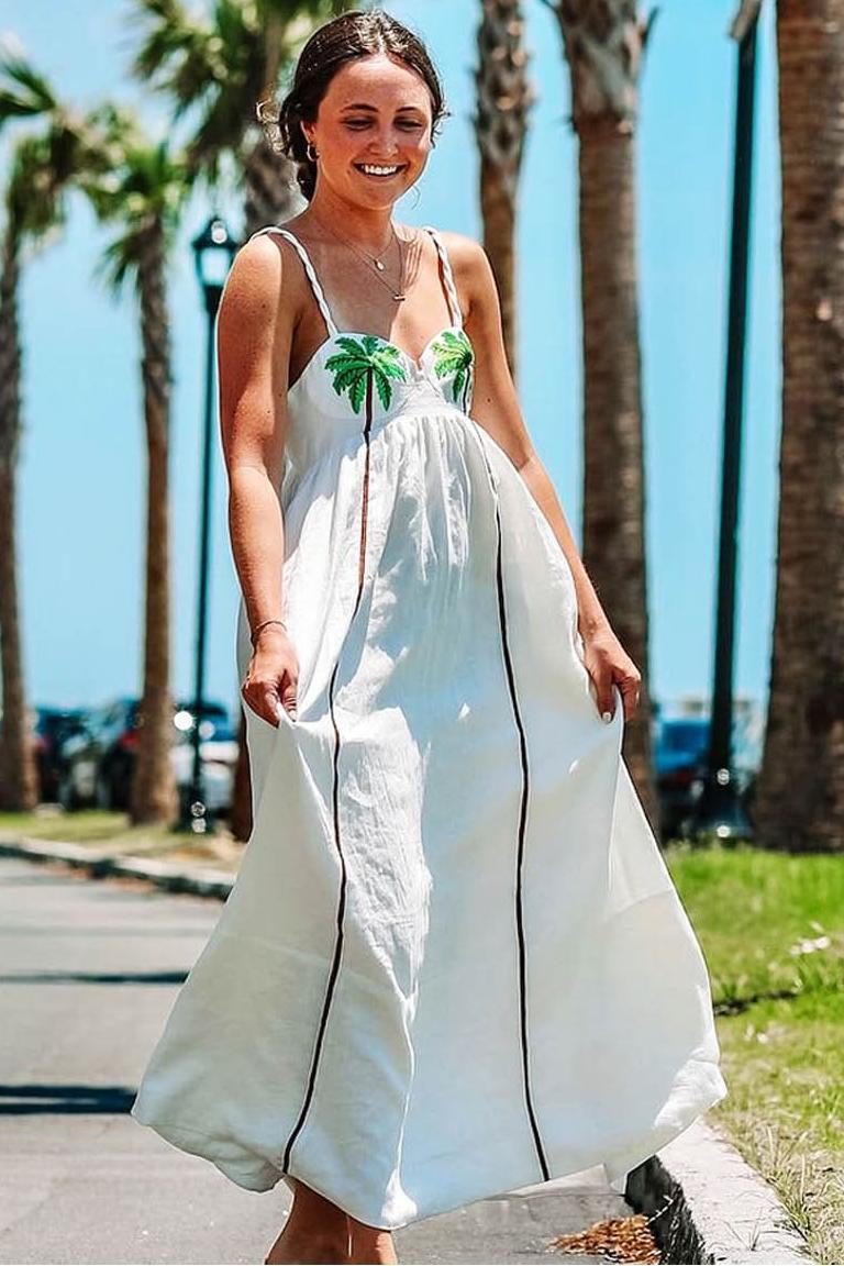 Modern Palm Oasis Slip Dress