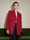 Blazer with Lapel Collar and V-Neck