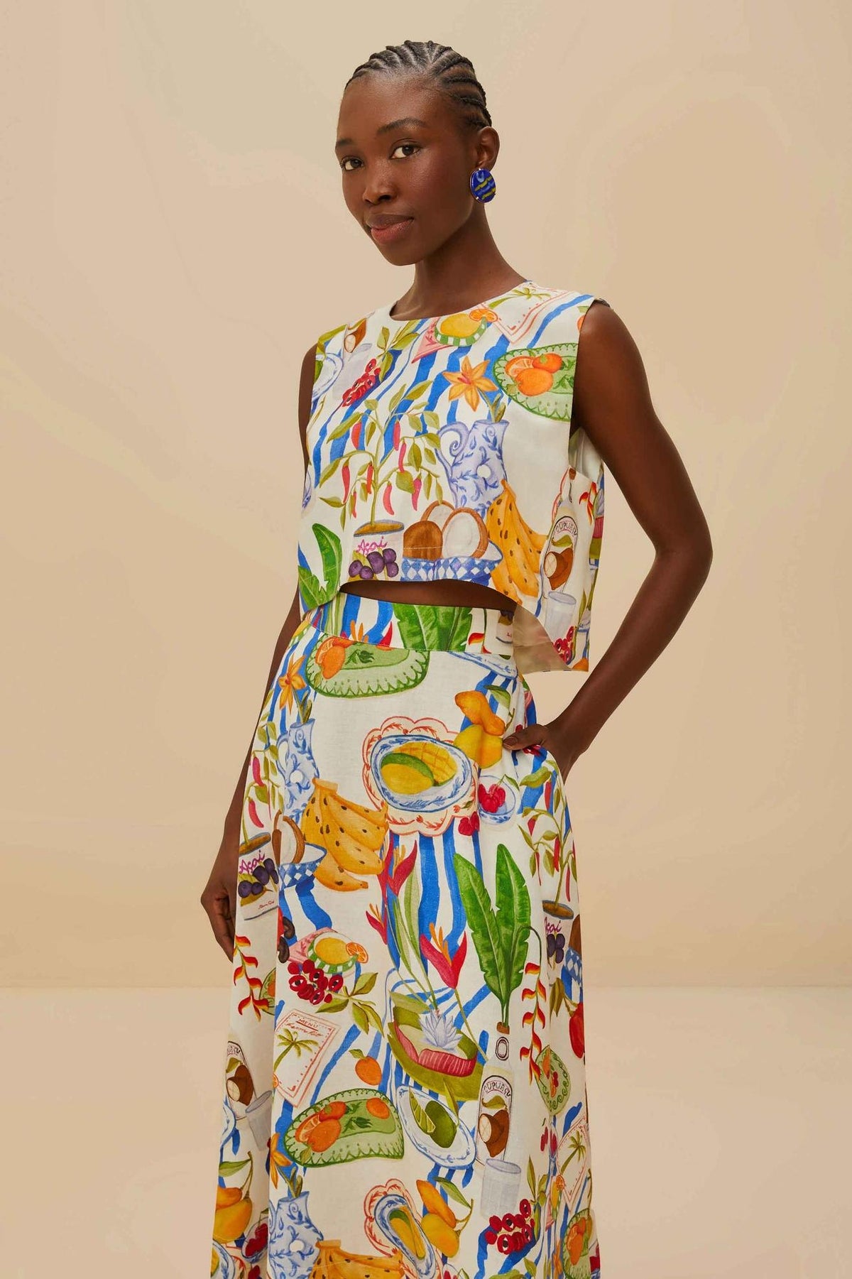 Coordinated Holiday Joy Fruit Color Skirt Set