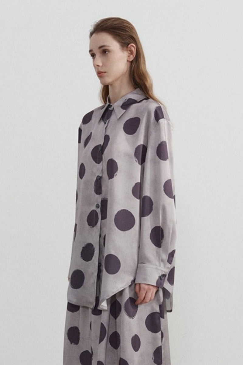 Modern Polka Dot Print Long Sleeve Shirt