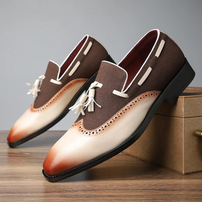 Polished Full-Grain Leather Loafers with Brogue Detailing