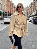 Mid-Length Coat with a Fitted Cut and Lapel Collar