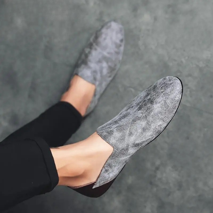 Distressed Leather Loafers with Broken-In Comfort
