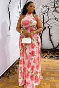 Flower Halter Maxi-Length Dress