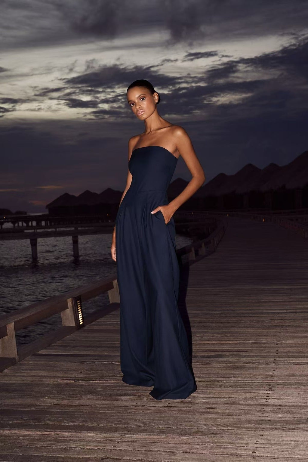 Starry Night-Strapless Open-Back Jumpsuit
