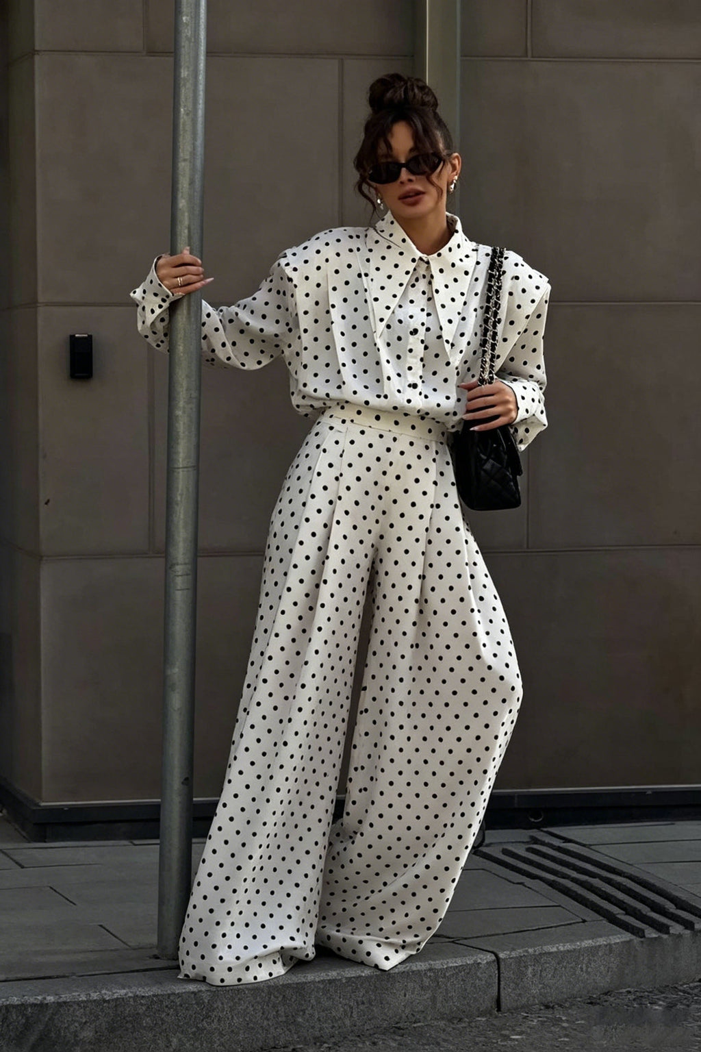 French Style Polka Dot Trousers Set