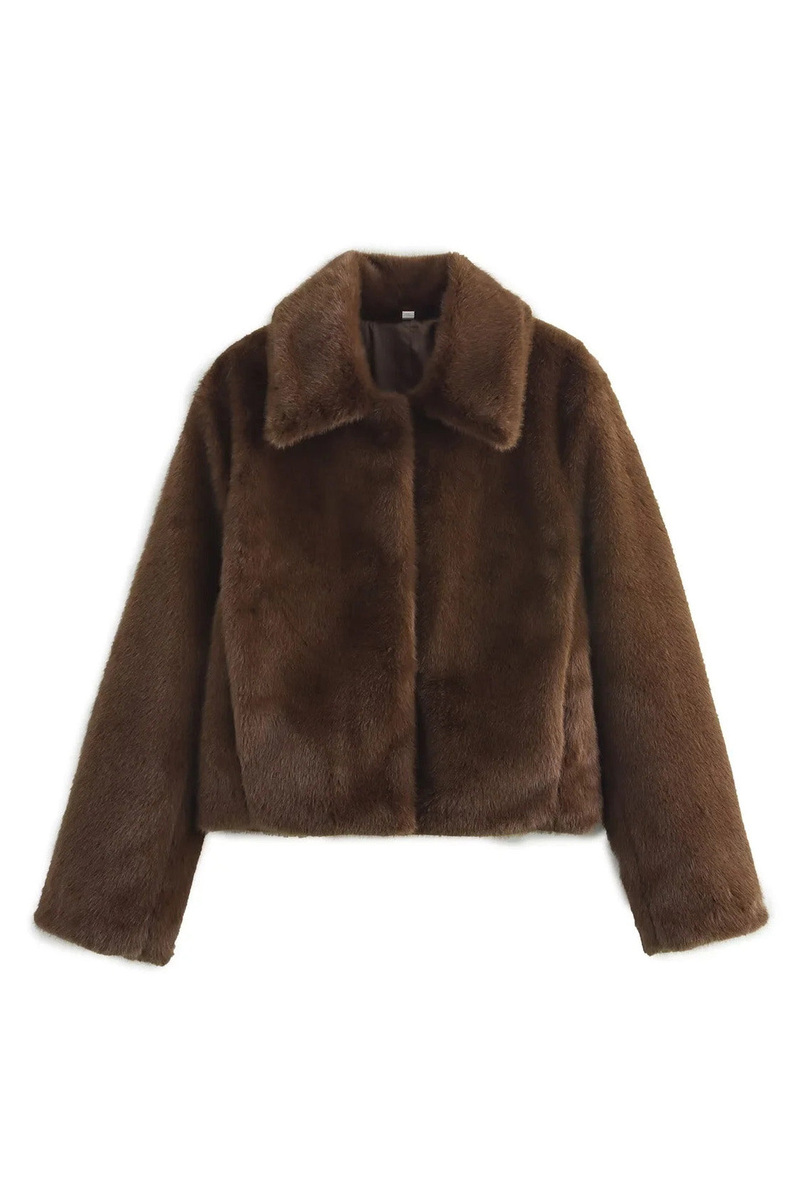 Modern Cocoa Tone Plush Lapel Jacket
