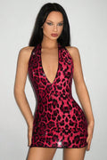 Wild Deep V Open-Back Sleeveless Mini-Length Dress