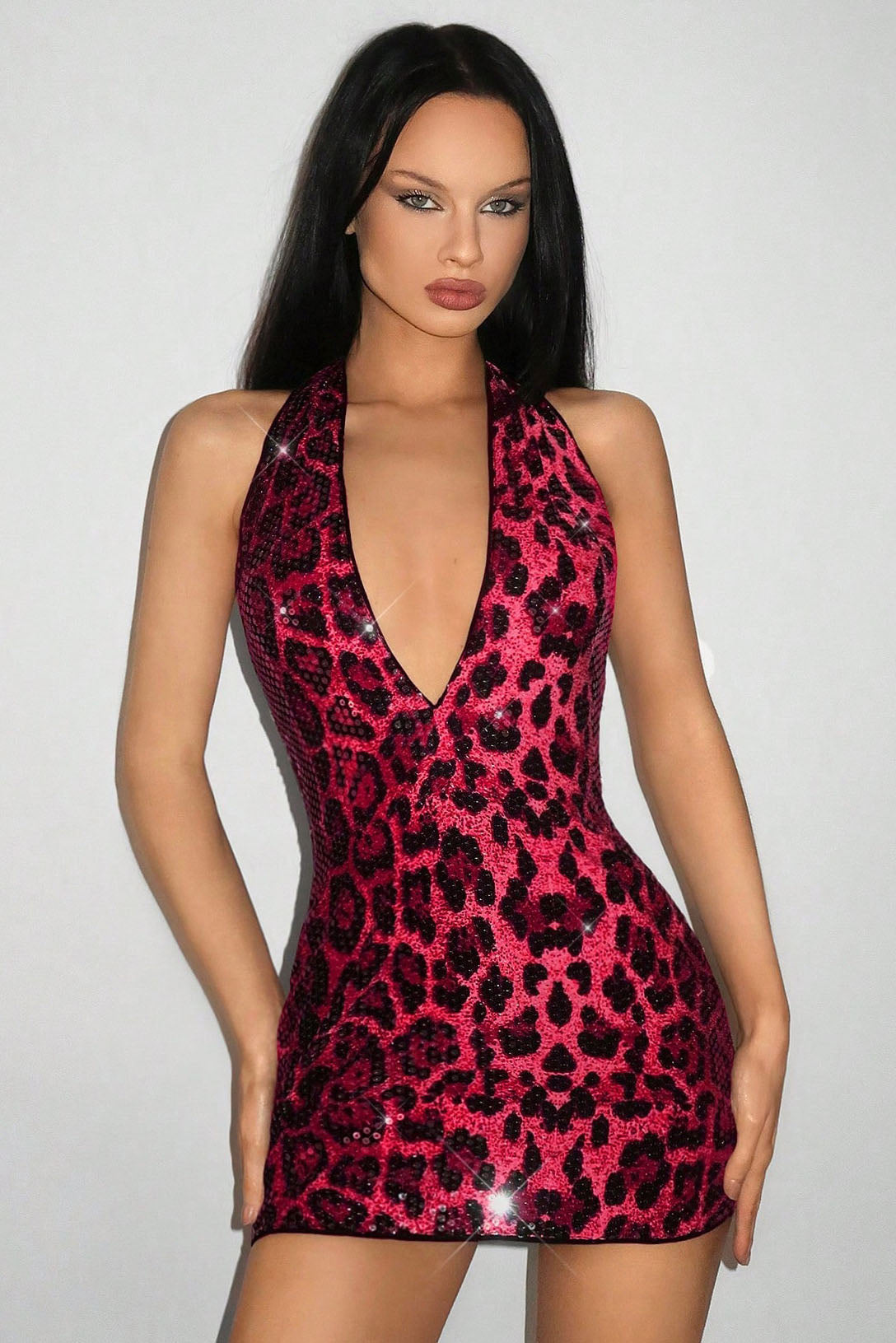 Wild Deep V Open-Back Sleeveless Mini-Length Dress