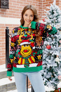 Modern Christmas Cartoon Reindeer Knit Sweater