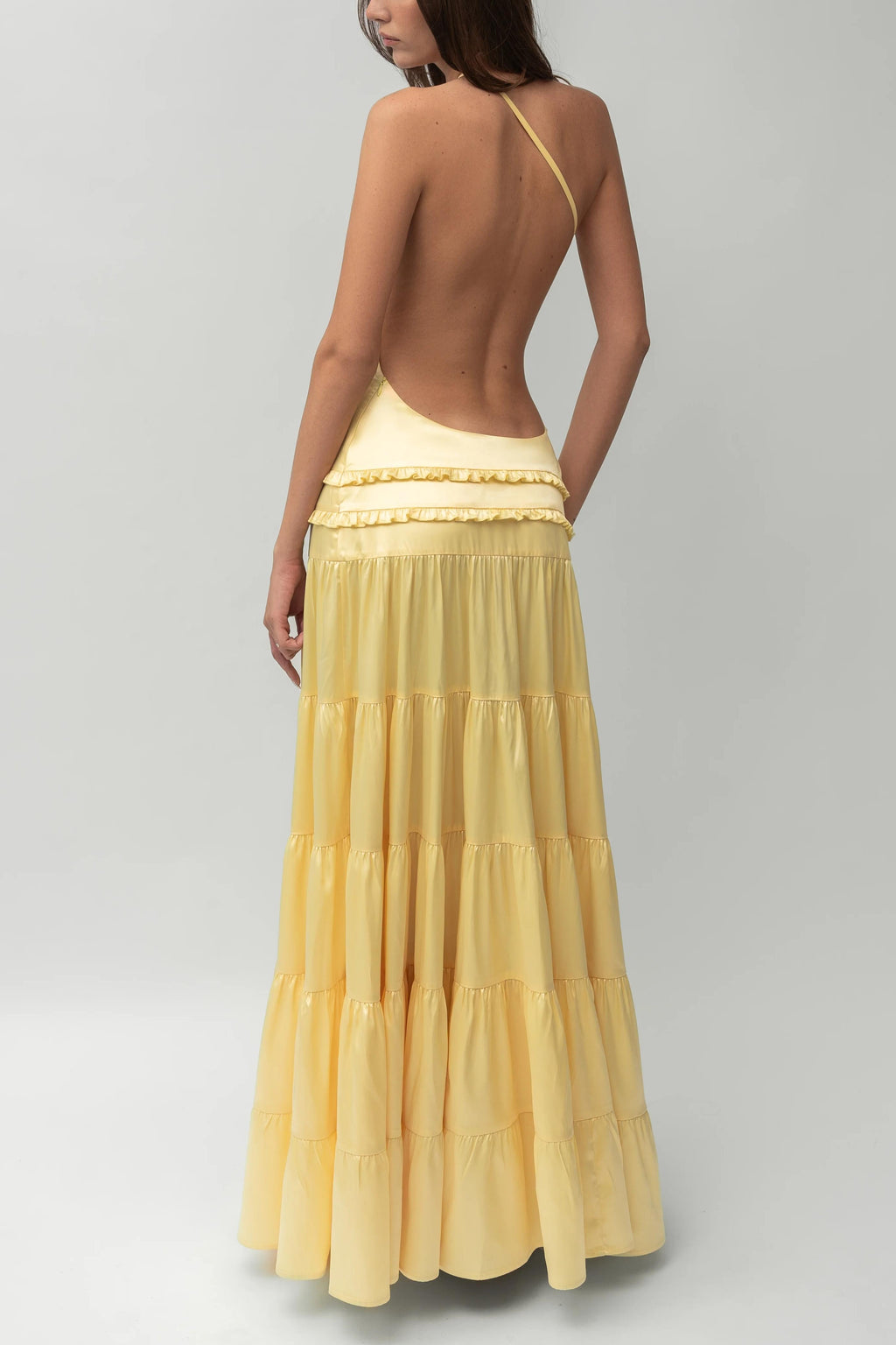 Athena Open-Back Pleated Maxi-Length Dress