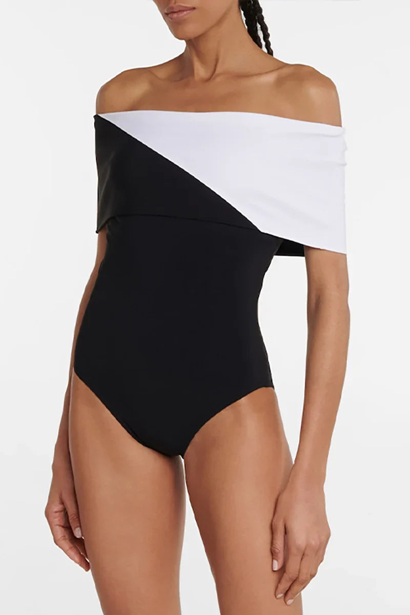 Colorblock Minimal One Piece Swimwear Set