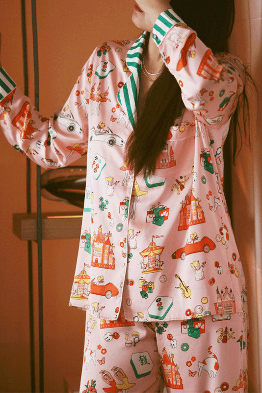 Coordinated Luxury Mahjong Queen Pajama Set