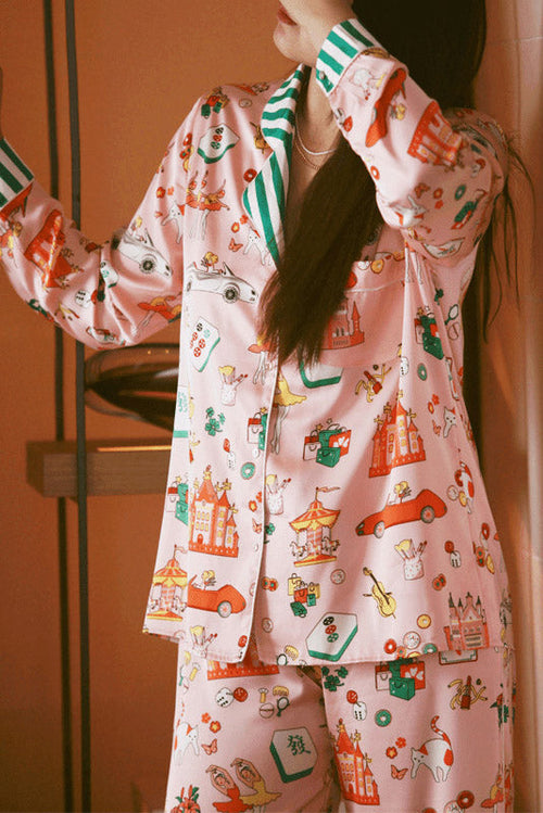 Coordinated Luxury Mahjong Queen Pajama Set